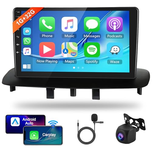 1G+32G Android Autoradio 2 Din für Renault Megane 3 2009-2014 mit Wireless Apple Carplay Android Auto Navi GPS Canbus WiFi 9 Zoll Touchscreen Autoradio mit Bluetooth FM/RDS/DAB/OBD2/DVR Rückfahrkamera von Rimoody