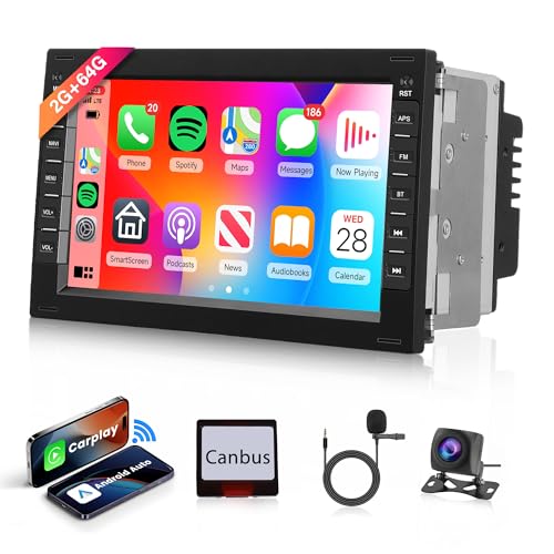 2G+64G Wireless Carplay Android 13 Autoradio für VW T5 Golf 4 Bora Polo Passat B5 Jetta Asiento Peugeot 307 Ford Galaxy 7 Zoll Autoradio mit Android Auto Navi GPS WiFi Bluetooth FM/RDS Rückfahrkamera von Rimoody