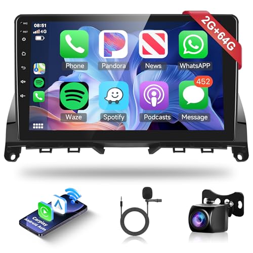 2G+64G Wireless Carplay Android 13 Autoradio für Mercedes Benz C Class W204 S204 2007-2014 9 Zoll Autoradio 2 Din mit Android Auto Navi GPS WiFi Mirror Link Bluetooth FM/RDS/DAB/EQ/SWC Rückfahrkamera von Rimoody