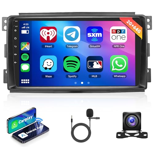 2G+64G Wireless Carplay Android 13 Autoradio 2 Din für Mercedes Benz Smart Fortwo 2005-2010 mit Android Auto Navi GPS WiFi 9 Zoll Autoradio mit Mirror Link Bluetooth FM/RDS/DAB/OBD/SWC Rückfahrkamera von Rimoody