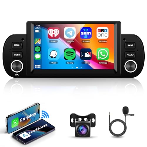 2G+64G Wireless Carplay Android Autoradio für FIAT Panda 2013-2020 mit Android Auto GPS Navi WiFi Mirror Link 6.2 Zoll Autoradio mit Bluetooth FM/RDS/DAB/OBD2/DVR/USB Lenkradsteuerung Rückfahrkamera von Rimoody