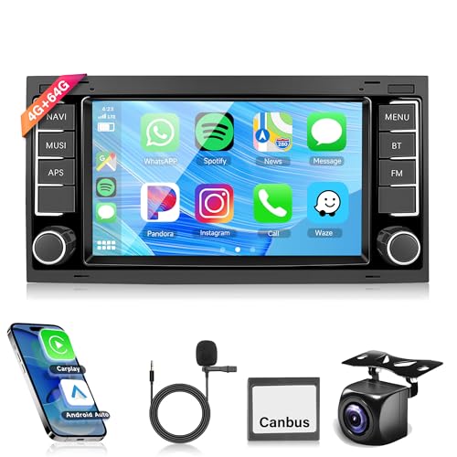 4G+64G Wireless Carplay Android 13 Autoradio 2 Din für VW Touareg 2004-2011 VW Transporter T5 Multivan 2004-2009 7 Zoll Autoradio Android Auto Navi GPS WiFi Bluetooth FM/RDS/EQ/DAB/SWC Rückfahrkamera von Rimoody