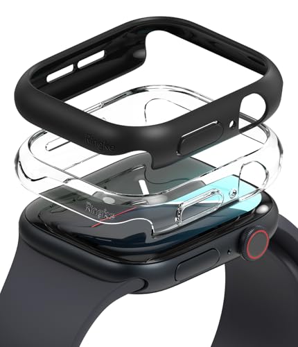 Ringke Slim Kompatibel mit Apple Watch 10 42mm Schutzhülle, [Rahmenschutz] Anti-Kratz Hard-PC Bumper Leichtgewichtige Anti-Gelb Hülle - Clear & Matte Black von Ringke