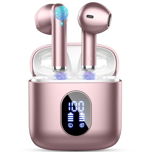 Kopfhörer Kabellos Bluetooth 5.3, Bluetooth Kopfhörer In Ear Kopfhörer, 2024 Kabellose Kopfhörer mit 4 ENC Mic, Noise Cancelling Earbuds 30Std Tiefer Bass, USB-C, IP7 Wasserdicht Ohrhörer, LED-Anzeige von Rinsmola