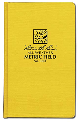Rite in the Rain Allwetter Hardcover Notizbuch, 4 3/4" x 7 1/2", gelber Einband, Universalmuster (Nr. 370F) Metrisches Feld gelb von Rite in the Rain