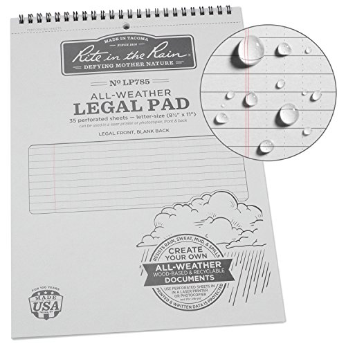 Rite in the Rain Weatherproof Legal Pad, 21,6 x 27,9 cm, grauer Einband, legales Muster (Nr. LP785) von Rite in the Rain