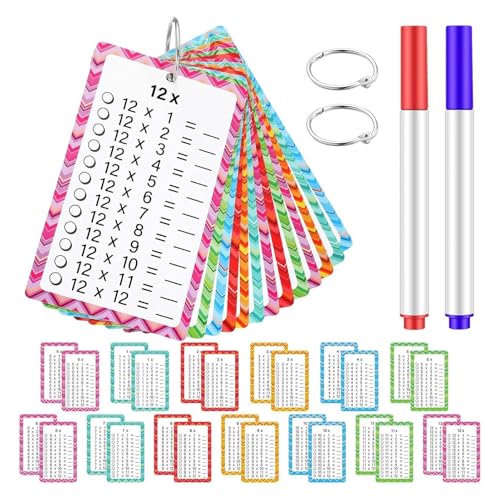 1x1 Lernkarten, Einmaleins Tabelle, 13 x Übungsblättern mit 2 Markierungsstift und Ringen, Einmaleins Spiel 1x1 Lernen Spiel, Trocken Abwischbar 1x1 Lernkarten, Einmaleins Tabelle, 13 x Übungsblättern mit 2 Markierungsstift und Ringen, Einmaleins Spiel 1x1 Lernen Spiel, Trocken Abwischbar von Rixotix