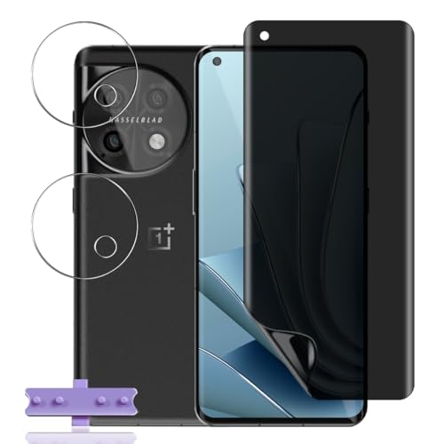 Rnnmeeko 1+2 Stück Sichtschutz Schutzfolie für Oneplus 11, Anti-Spy Privacy Weich TPU Folie+ Oneplus 11 Kamera Schutzglas Displayschutzfolie Kameraschutz für Oneplus 11 Panzerfolie von Rnnmeeko