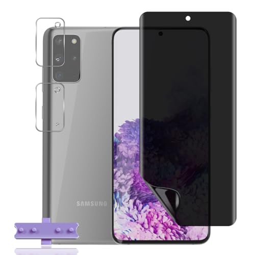 Rnnmeeko 1+2 Stück Sichtschutz Schutzfolie für Samsung Galaxy S20 Plus, Anti-Spy Privacy Weich TPU Folie+ Kamera Schutzglas Displayschutzfolie Kameraschutz für Galaxy S20 Plus Panzerfolie von Rnnmeeko