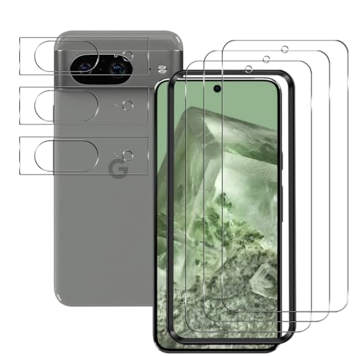 Rnnmeeko Schutzfolie für Panzerglas für Google Pixel 8, 3+3 Stück Kamera Displayschutz für Google 8 Folie, 9H Härte Kameraschutz Schutzglas Displayschutzfolie für Google Pixel 8 von Rnnmeeko