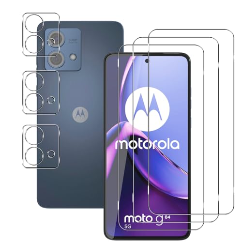 Rnnmeeko Schutzfolie für Panzerglas für Motorola Moto G84 5G, 3+3 Stück Kamera Displayschutz für Moto G84 5G Folie, 9H Härte Kameraschutz Schutzglas Displayschutzfolie für Motorola Moto G84 5G von Rnnmeeko