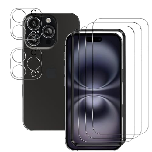 Rnnmeeko Schutzfolie für Panzerglas für iPhone 16 Pro, 3+2 Stück Kamera Displayschutz für iPhone 16 Pro Folie, 9H Härte Kameraschutz Schutzglas Displayschutzfolie für iPhone 16 Pro von Rnnmeeko