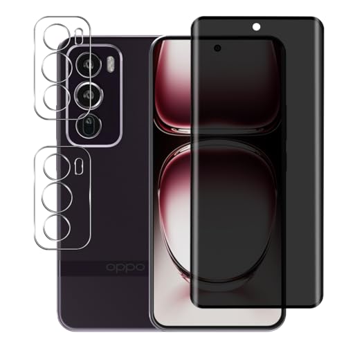 Sichtschutz Schutzfolie für Panzerglas für Oppo Reno 12 Pro 5G, Anti-Spähen Privacy Folie mit Kameraschutz Panzer Schutz Glas [1+2 Stück], Anti-Spy Sichtschutzfolie für Oppo Reno 12 Pro 5G von Rnnmeeko