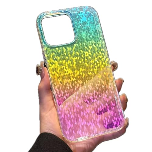 Miagon Bunt Glitzer Laser Handyhülle für iPhone 15 Pro,Diamant Muster Regenbogen Schillernde Durchsichtig Bling Holografisch Hülle Schutzhülle von Rnrieyta