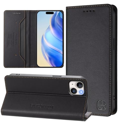 Miagon Hülle für iPhone 13,PU Leder Brieftasche Stoßfeste Magnet Standfunktion Kartenschlitzen Schutzhülle Klapphülle Flip RFID Blocker Case von Rnrieyta