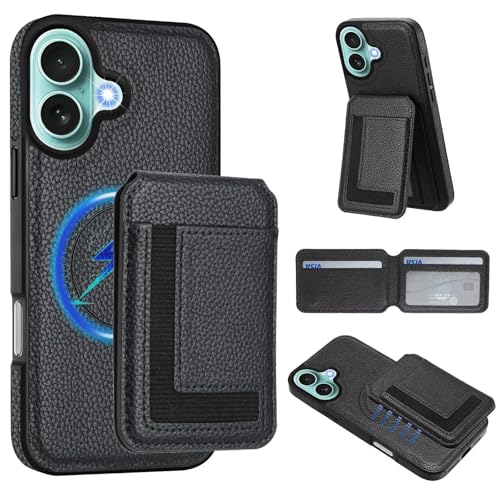 Miagon Magnet Hülle für iPhone 16 Plus,Abnehmbar Klapphülle [Kompatibel mit MagSafe] PU Ledertasche Handyhülle Flip Case mit Kartenhalter Ständer von Rnrieyta