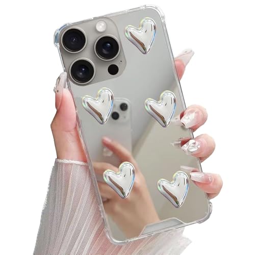 Miagon Spiegel Hülle für iPhone 13 Pro,Schutzhülle Nette Silber Chrom 3D Liebe Herz Backcover Überzug Mirror Makeup Handytasche Stoßfeste Protective Bumper Miagon Spiegel Hülle für iPhone 13 Pro,Schutzhülle Nette Silber Chrom 3D Liebe Herz Backcover Überzug Mirror Makeup Handytasche Stoßfeste Protective Bumper von Rnrieyta