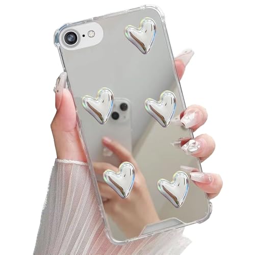 Miagon Spiegel Hülle für iPhone 6S/6,Schutzhülle Nette Silber Chrom 3D Liebe Herz Backcover Überzug Mirror Makeup Handytasche Stoßfeste Protective Bumper Miagon Spiegel Hülle für iPhone 6S/6,Schutzhülle Nette Silber Chrom 3D Liebe Herz Backcover Überzug Mirror Makeup Handytasche Stoßfeste Protective Bumper von Rnrieyta