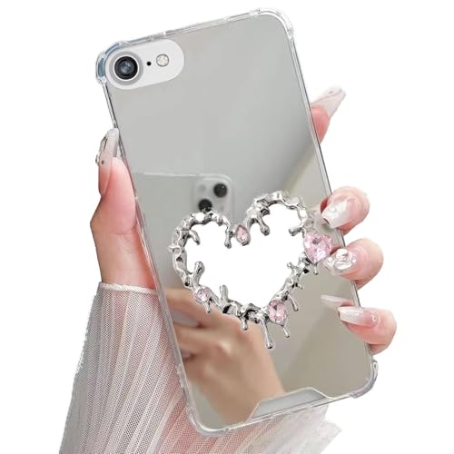 Miagon Spiegel Hülle für iPhone 8/7/SE 2020/2022/2023,Schutzhülle Nette Silber Chrom 3D Liebe Herz Backcover Überzug Mirror Makeup Handytasche Stoßfeste Protective Bumper Miagon Spiegel Hülle für iPhone 8/7/SE 2020/2022/2023,Schutzhülle Nette Silber Chrom 3D Liebe Herz Backcover Überzug Mirror Makeup Handytasche Stoßfeste Protective Bumper von Rnrieyta