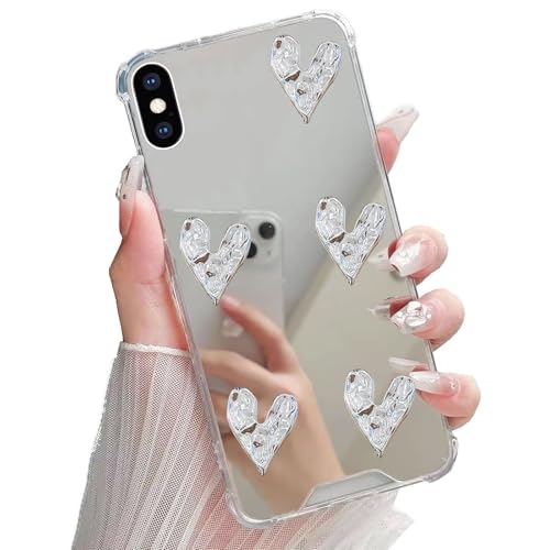 Miagon Spiegel Hülle für iPhone XS/X,Schutzhülle Nette Silber Chrom 3D Liebe Herz Backcover Überzug Mirror Makeup Handytasche Stoßfeste Protective Bumper Miagon Spiegel Hülle für iPhone XS/X,Schutzhülle Nette Silber Chrom 3D Liebe Herz Backcover Überzug Mirror Makeup Handytasche Stoßfeste Protective Bumper von Rnrieyta