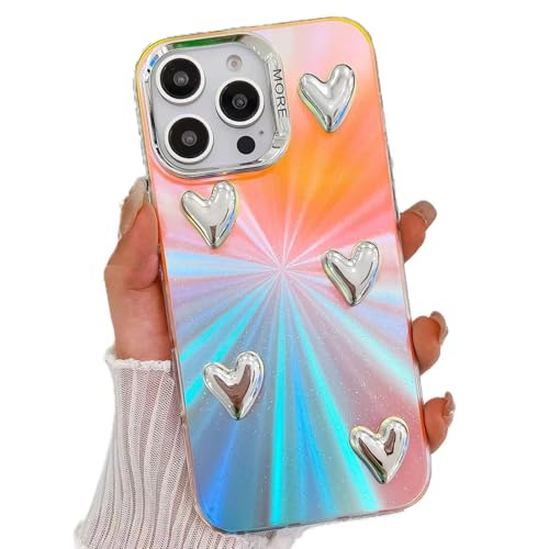 Rnrieyta Bunt Laserhülle für iPhone 16 Pro Max,Regenbogen Laser Handyhülle mit 3D Herz Schillernde Bling Glitzer Holografisch Hülle Matt Schutzhülle für Mädchen Frauen Rnrieyta Bunt Laserhülle für iPhone 16 Pro Max,Regenbogen Laser Handyhülle mit 3D Herz Schillernde Bling Glitzer Holografisch Hülle Matt Schutzhülle für Mädchen Frauen von Rnrieyta