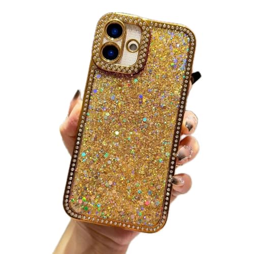 Rnrieyta Miagon Glitzer Strass Hülle für iPhone 15 Pro Max,Bling Galvanisierung Diamant Glitzer Glänzender Stoßfänger Handyhülle für Frauen und Mädchen von Rnrieyta