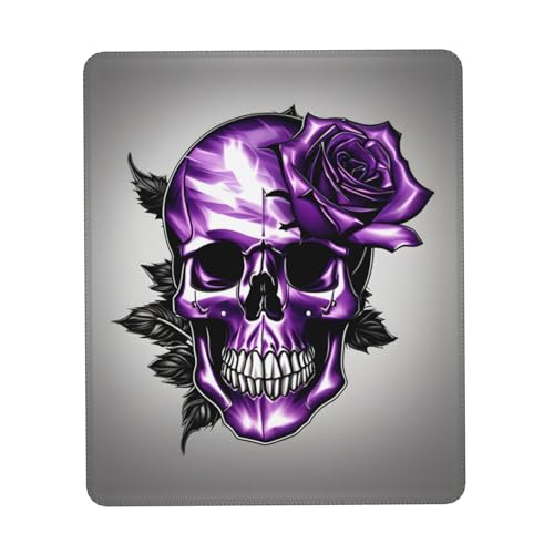 Lila Rose Totenkopf Schädel Gummi Mauspad Blockierte Kante (vertikal) Home Mousepad von RoMuka