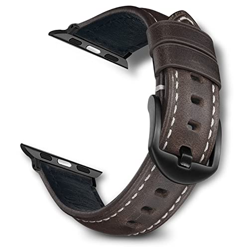 RoYiio ErsatzArmband Kompatibel mit Apple Watch Armband 38mm 40mm 41mm, Weich und Bequem, Öl-Wachs-Leder ErsatzArmband für iWatch Series SE/9/8/7/6/5/4/3/2/1 - Grau von RoYiio