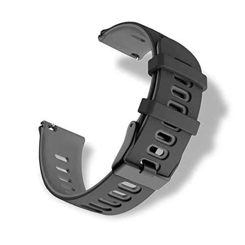 RoYiio Silikon Armband für Anstoßbreite 20mm, Bequem Wasserdicht, Sport Ersatzarmband Armbänder für Damen Herren - Schwarz Grau von RoYiio