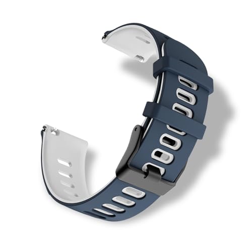 RoYiio Silikon Armband für Anstoßbreite 22mm, Bequem Wasserdicht, Sport Ersatzarmband Armbänder für Damen Herren - Blau Weiß von RoYiio