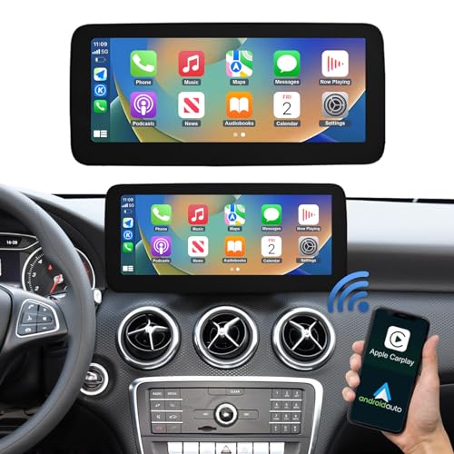 Road Top 12,3 Zoll Autoradio Drahtloses CarPlay Android Auto Touchscreen für Mercedes Benz A CLA GLA Class W176 C117 X117 X156 2016-2018 Jahr mit NTG5.0/5.1/5.2 System, Unterstützung Mirrorlink von Road Top