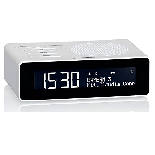 Roadstar CLR-290D+/WH Digitaler Radiowecker DAB/DAB+/FM, 2 Alarme, Großes LCD-Display, USB-Ladegerät, Schlummerfunktion, Weiß von Roadstar