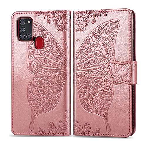 Handyhülle für Samsung Galaxy A21s Hülle Samsung A21s | Book Case Flip Tasche mit Magnet Kartenfach Standfunktion | Rosegold von Roar