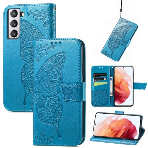 Roar Handyhülle für Samsung Galaxy S21 FE Hülle Samsung S21 FE | Book Case Flip Tasche mit Magnet Kartenfach Standfunktion | Türkis Petrol von Roar