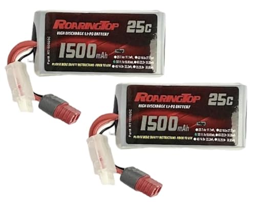 ROARINGTOP 3S Lipo Battery 11.1V 1500mAh RC Lipo Batteries 25C mit Deans T Plug für WLtoys 4WD High Speed RC Auto und die meisten RC Autos Maßstab 1/14, 1/16 LKW von RoaringTop