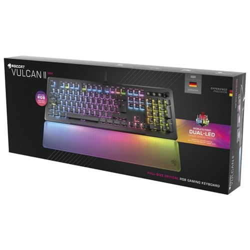 Roccat Vulcan II Max – Optische/Mechanische PC-Gaming-Tastatur, anpassbare RGB-beleuchtete Tasten und Handballenauflage, Titan Tasten-Switches, Aluminium-Abdeckplatte, schwarz von Roccat