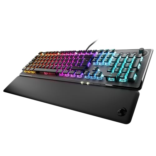 Roccat Vulcan II – Mechanische PC Gaming-Tastatur, anpassbare RGB-Beleuchtung, abnehmbare Handballenauflage, Titan II Tactile Schalter, Aluminiumplatte, Schwarz von Roccat