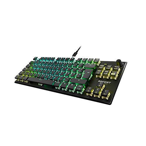 Roccat Vulcan TKL Pro - Kompakte optische RGB Gaming Tastatur, AIMO LED Einzeltastenbeleuchtung, Titan Switch Optical, Aluminiumoberfläche, Multimediarad, komaptible mit Laptop, Usb von Roccat