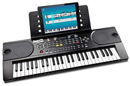 RockJam 49 Key Keyboard Piano with Power Supply, Sheet Music Stand, Piano Note Stickers & Simply Piano Lessons. von RockJam