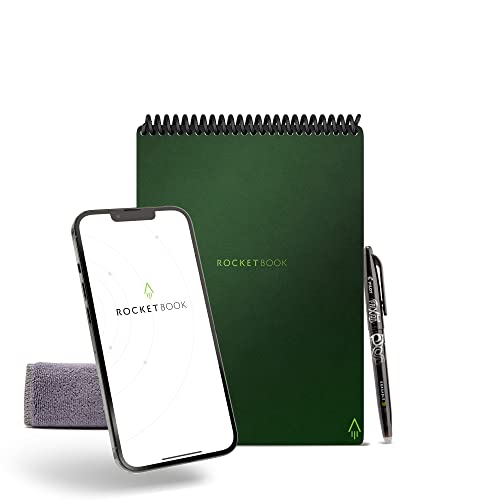 Rocketbook Flip Executive-Größe (15,2 x 22,4 cm), mit 1 Pilot Frixion-Stift und 1 Mikrofasertuch, grüner Einband von Rocketbook