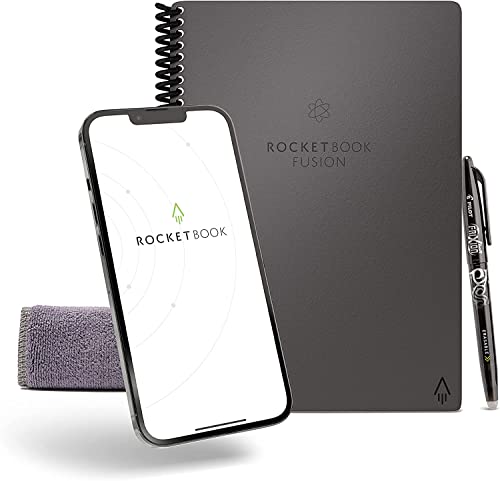 Rocketbook Fusion Planner & Notebook: Wiederverwendbarer intelligenter Planer & Notizbuch | Steigern Sie Ihre Produktivität mit einem digital verbundenen Notizbuchplaner | 7 Seitentypen, von Rocketbook