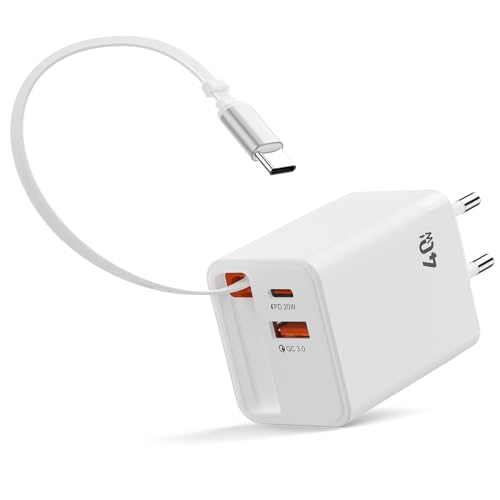 USB C Ladegerät mit einziehbarem Kabel, 3 Port Mehrfachladegerät mit USB C und USB A, 40W Schnellladegerät, PD 3.0-Netzadapter, USB Netzteil für iPhone 16/15/14 Max retractable charger plug for iphone von Rocketek