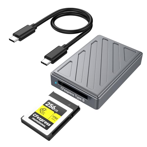 USB4.0 40Gbps CFexpress Typ B Kartenleser Ultra schnelle Übertragung für professionelle Filmemacher und Fotografen, inkl. USB-C zu C Kabel von Rocketek