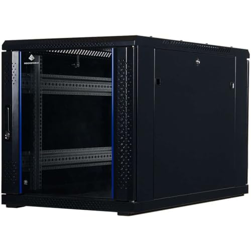 Rockstable 12HE 19 Zoll Serverschrank Netzwerkschrank (BxTxH) 600x1000x637mm mit Glastür - Türanschlag wechselbar - Türen und Seitenwände abnehmbar und verschließbar - Schwarz (RAL 9005) von Rockstable