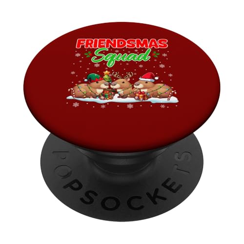 Friends Squad Christmas Three Santa Reindeer Elf Capybaras PopSockets Klebender PopGrip von Rodent Christmas Costume