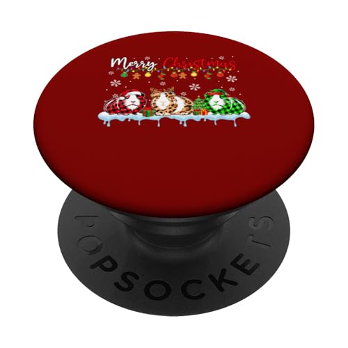 Merry Christmas Drei Weihnachtsmann Rentier Elfe Leopard Meerschweinchen PopSockets Klebender PopGrip von Rodent Christmas Costume