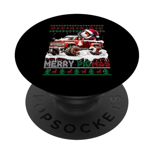 Merry Christmas Sweater Santa Guinea Pig On Monster Truck PopSockets mit austauschbarem PopGrip von Rodent Christmas Costume