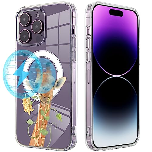 Roemary Giraffen-Schutzhülle für iPhone 15 Pro mit MagSafe-Design, magnetisch, kabelloses Laden, transparent, TPU, 15,5 cm (6,1 Zoll) von Roemary