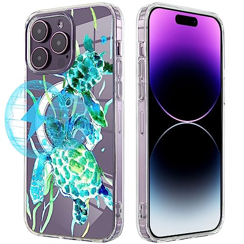 Roemary Green Turtles Schutzhülle für iPhone 14 Pro Max mit MagSafe-Design, magnetisch, kabelloses Laden, transparent, TPU, 17 cm (6,7 Zoll) von Roemary