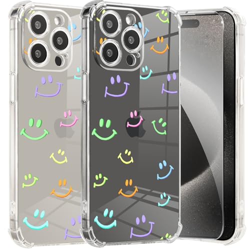 Roemary Smile Schutzhülle für iPhone 16 Pro Max mit Smiley-Regenbogen-Design, klares Muster mit Displayschutzfolie, Buffertech 2 m Fallwirkung, weiche TPU-Schutzhülle für iPhone 16 Pro Max 17,5 cm von Roemary